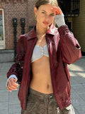 Catalyna Burgundy Faux Leather Jacket [4VT6TVZ1]