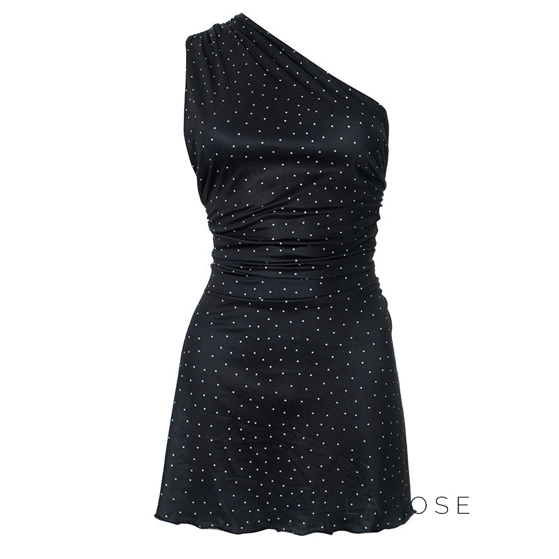 Catarina One Shoulder Polka Dot Mini Dress [2Z9HT4SG]