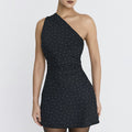 Catarina One Shoulder Polka Dot Mini Dress [E1EEQY3Q]