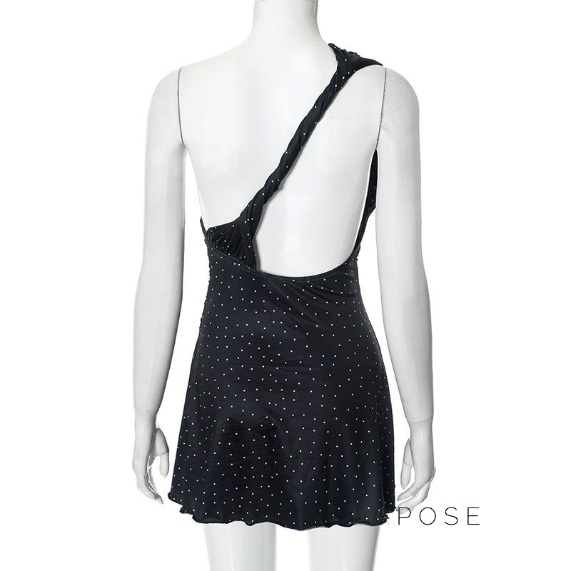 Catarina One Shoulder Polka Dot Mini Dress [I3Y4GQ1T]