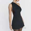 Catarina One Shoulder Polka Dot Mini Dress [FT4RGRLM]