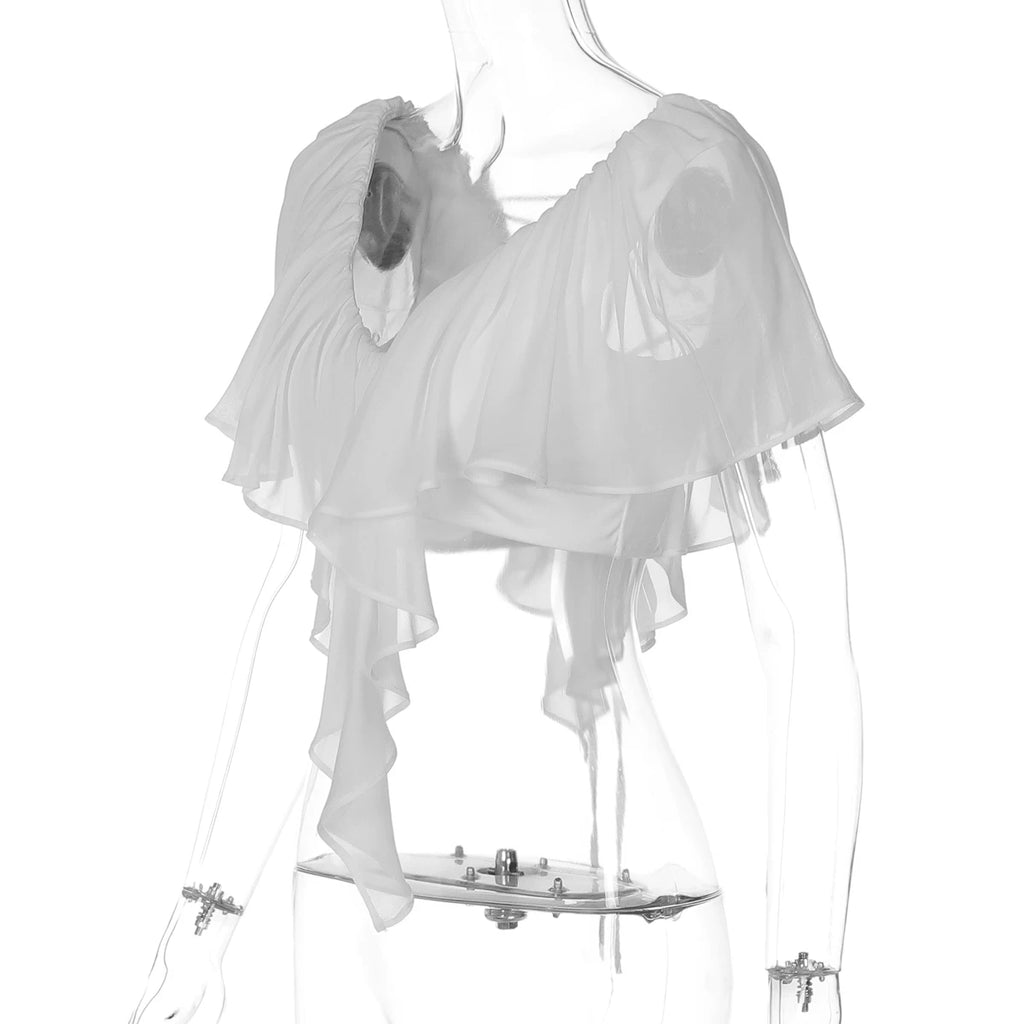 LaPose - Cate Ruffle Chiffon Crop Top
