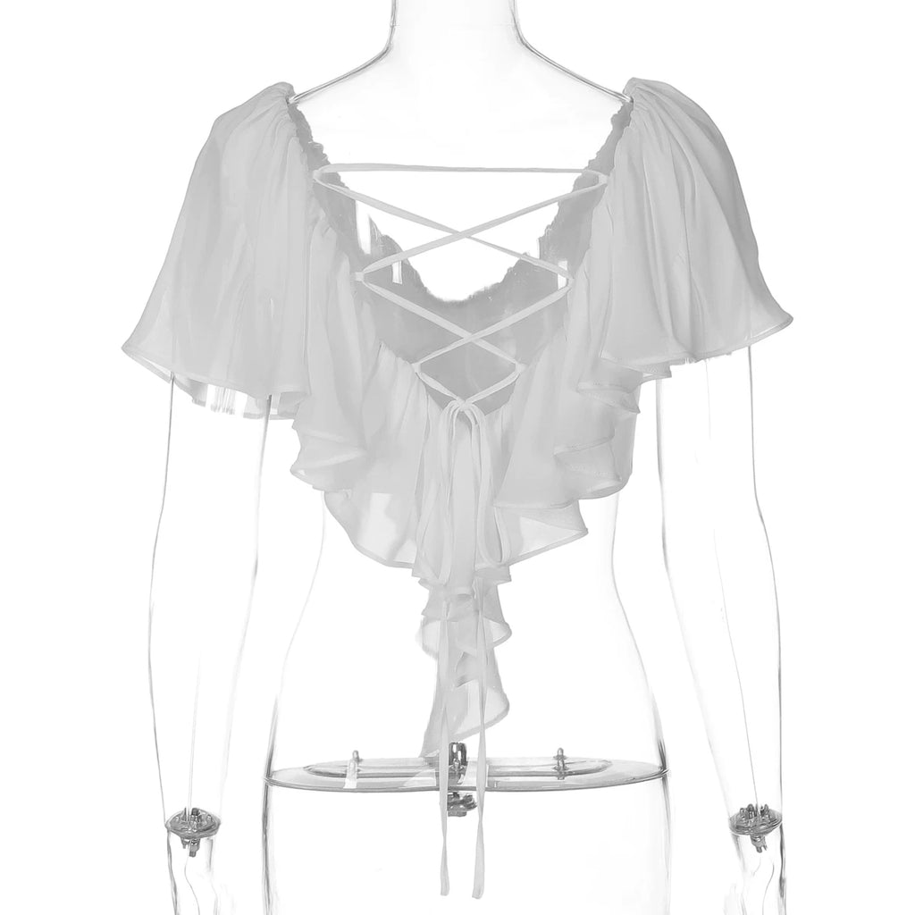 LaPose - Cate Ruffle Chiffon Crop Top
