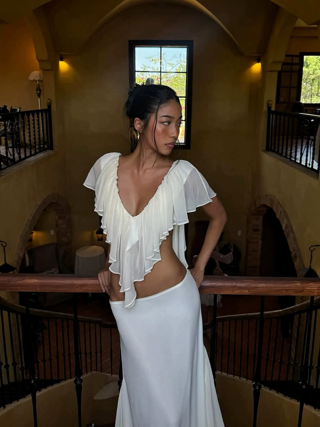 LaPose - Cate Ruffle Chiffon Crop Top