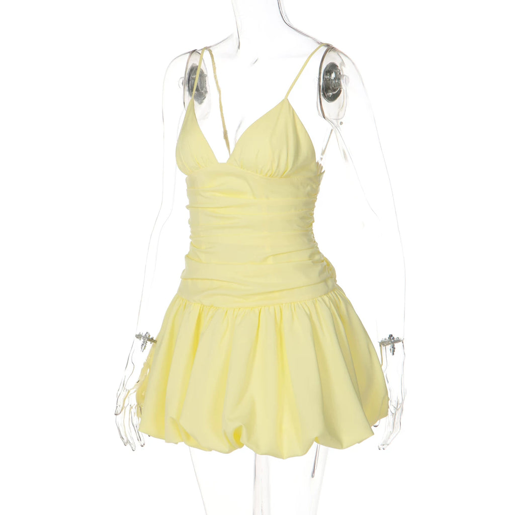 Cecile Ruched Bubble Hem Mini Dress