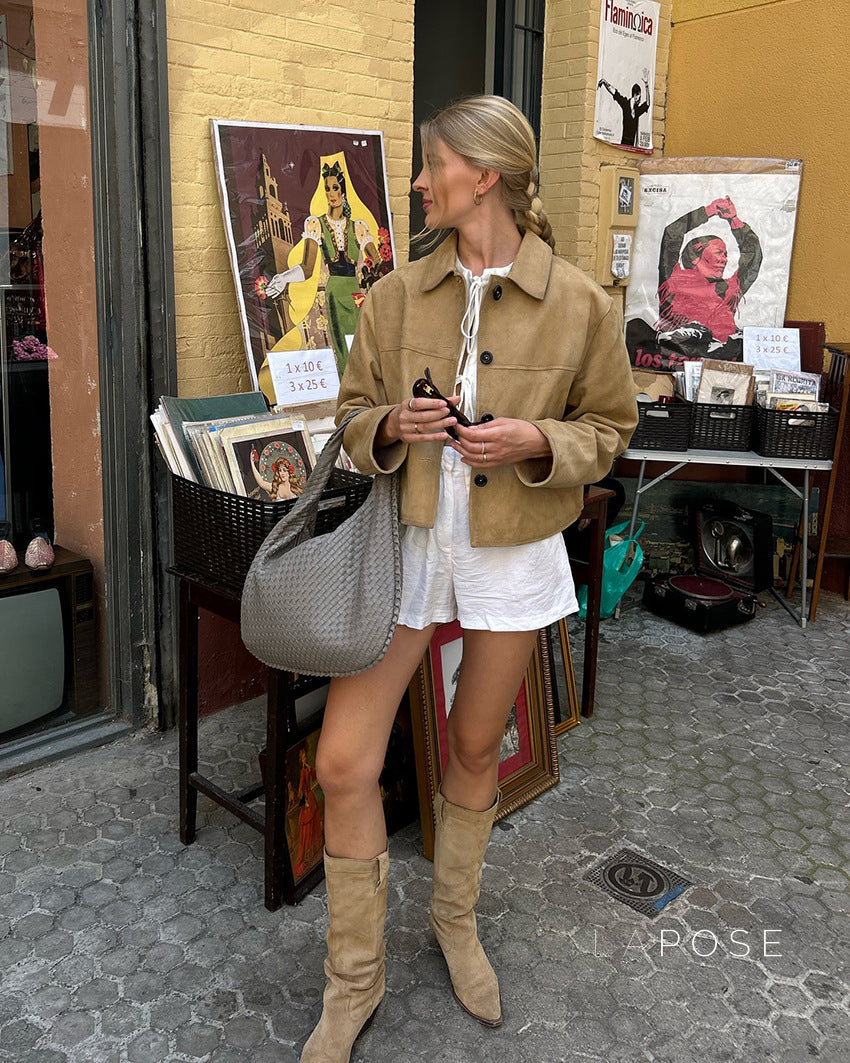 Chana Suede Lapel Jacket [SZFTKVSJ]