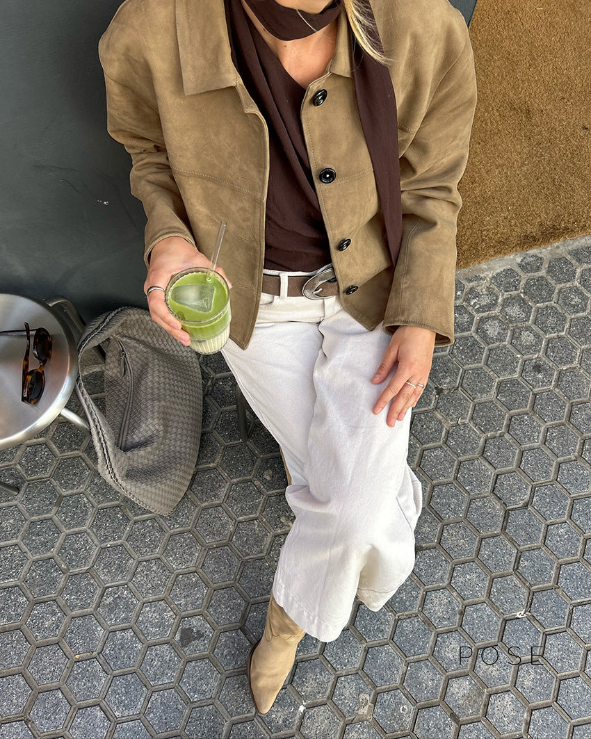 Chana Suede Lapel Jacket [0X6K0IVE]