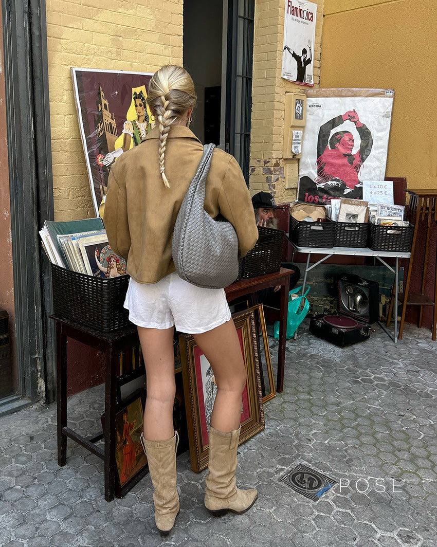 Chana Suede Lapel Jacket [PFB4L5OS]