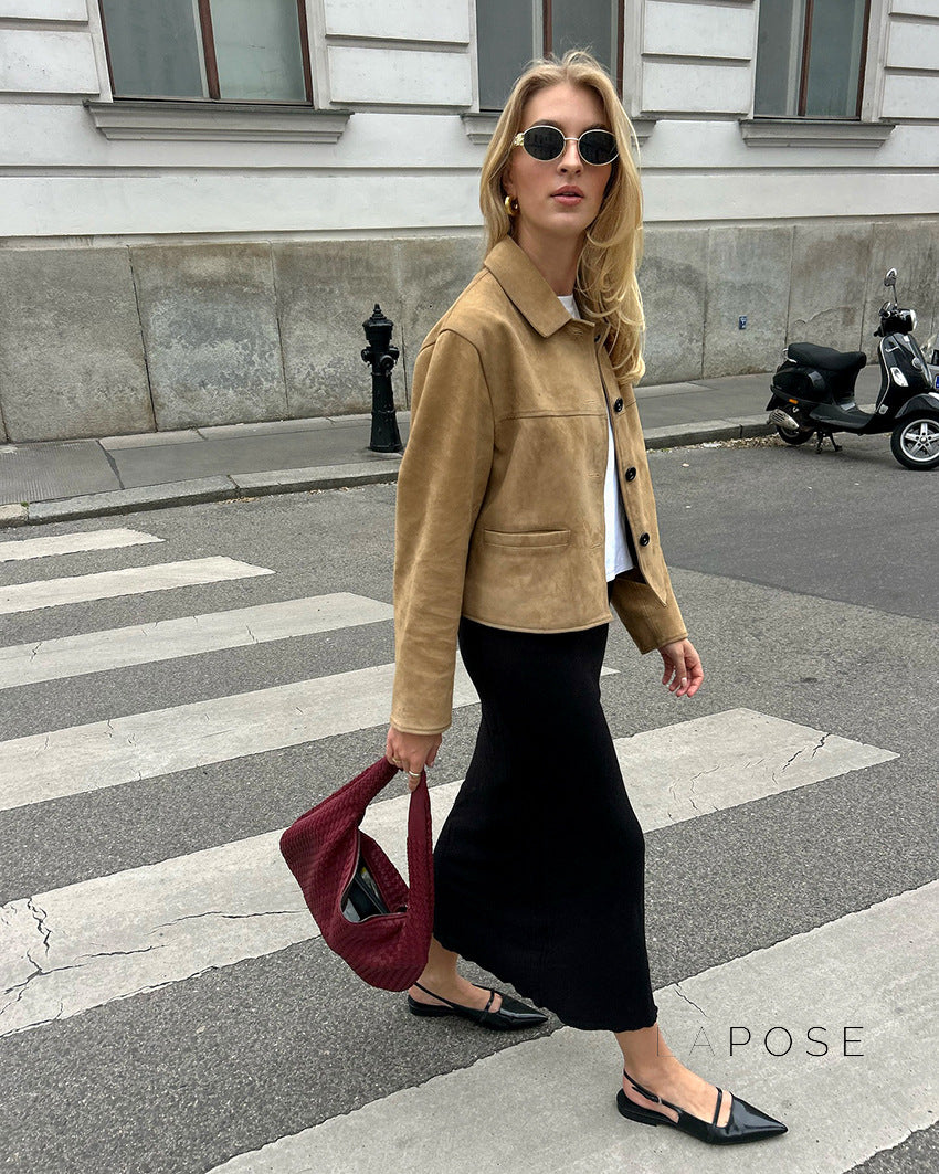 Chana Suede Lapel Jacket [UW0YHHXN]