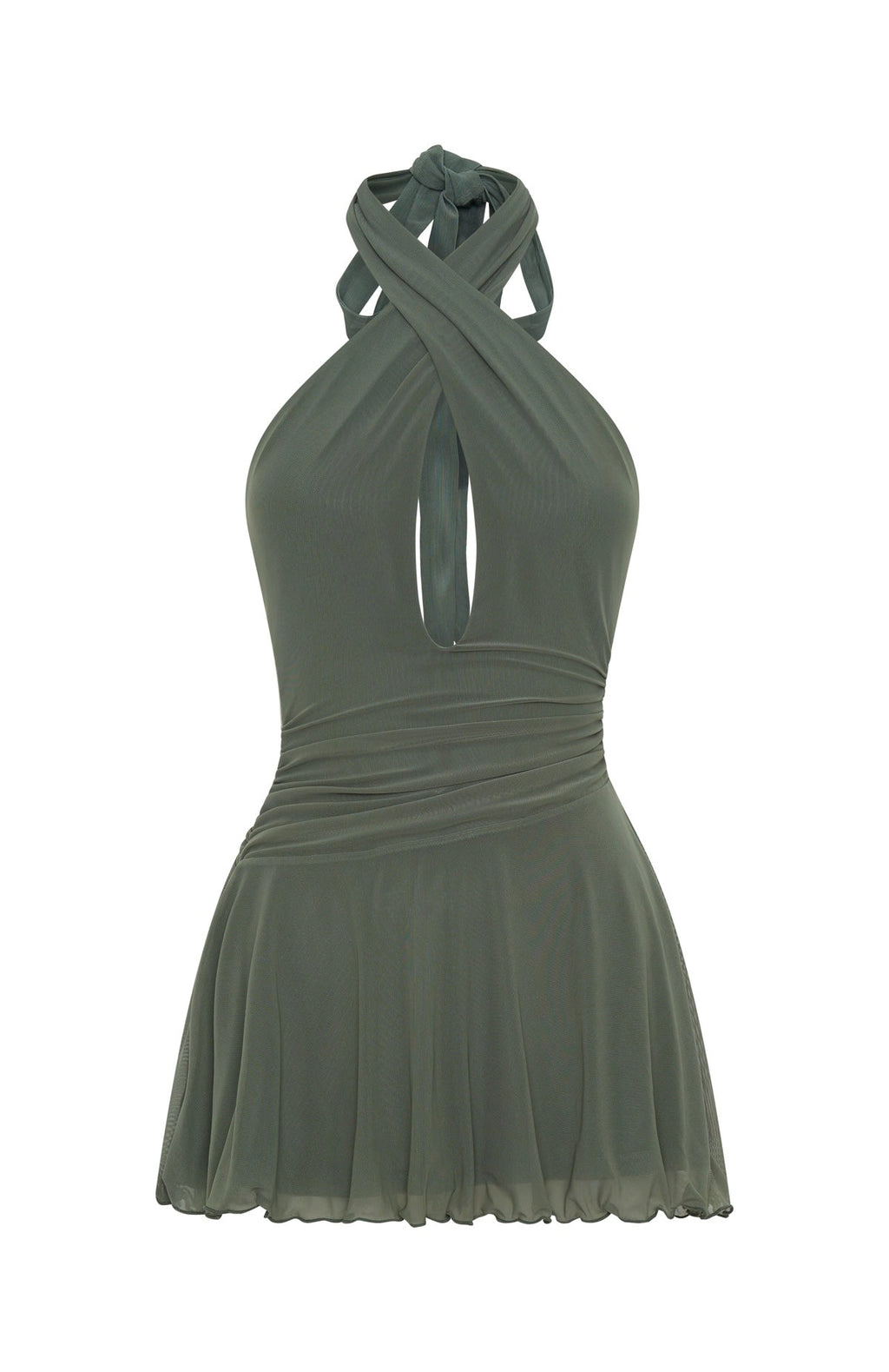 LaPose Chanelle Ruched Halter Mini Dress