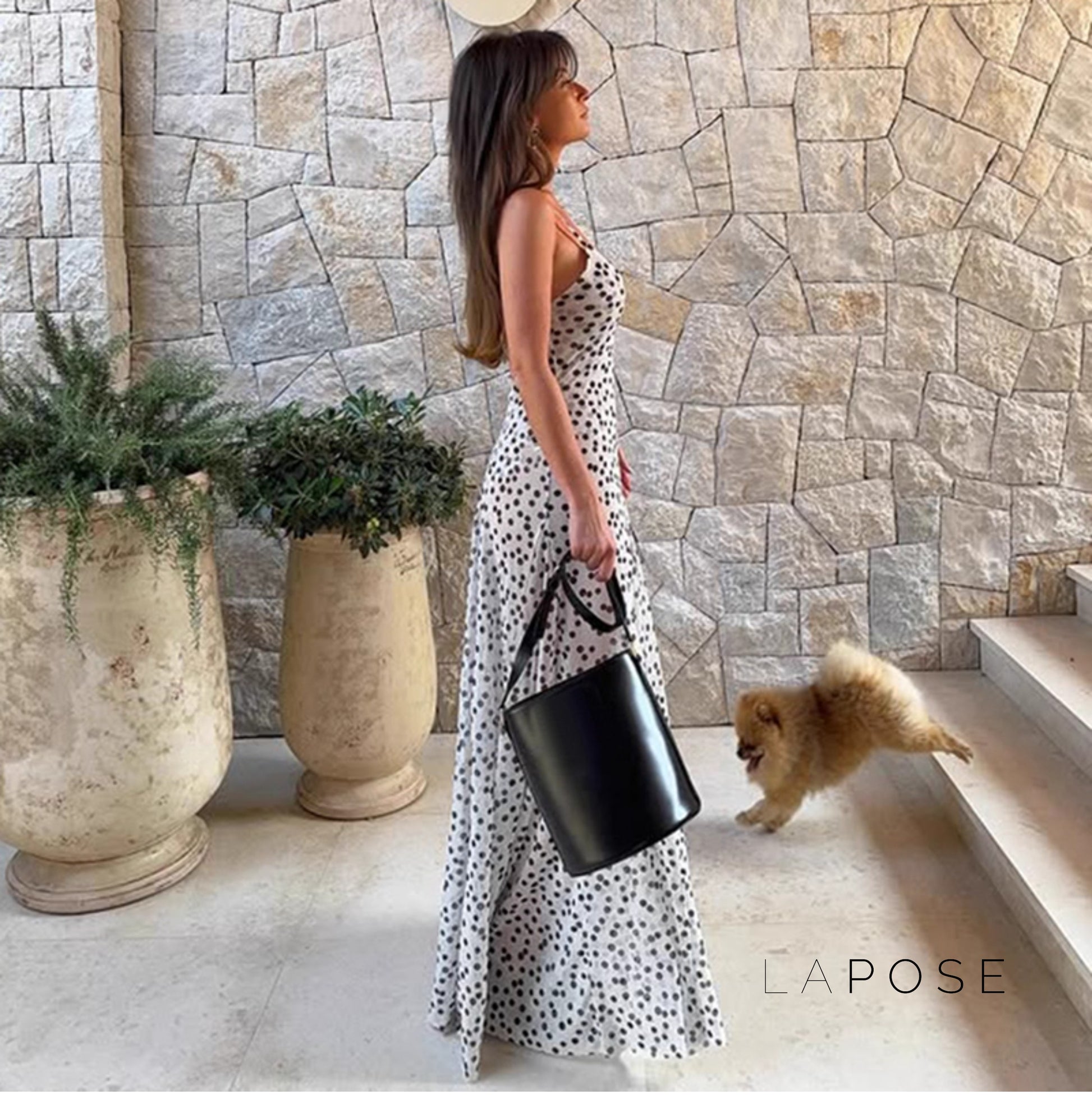 Charissa Polka Dot Maxi Dress [8N4AXGDB]
