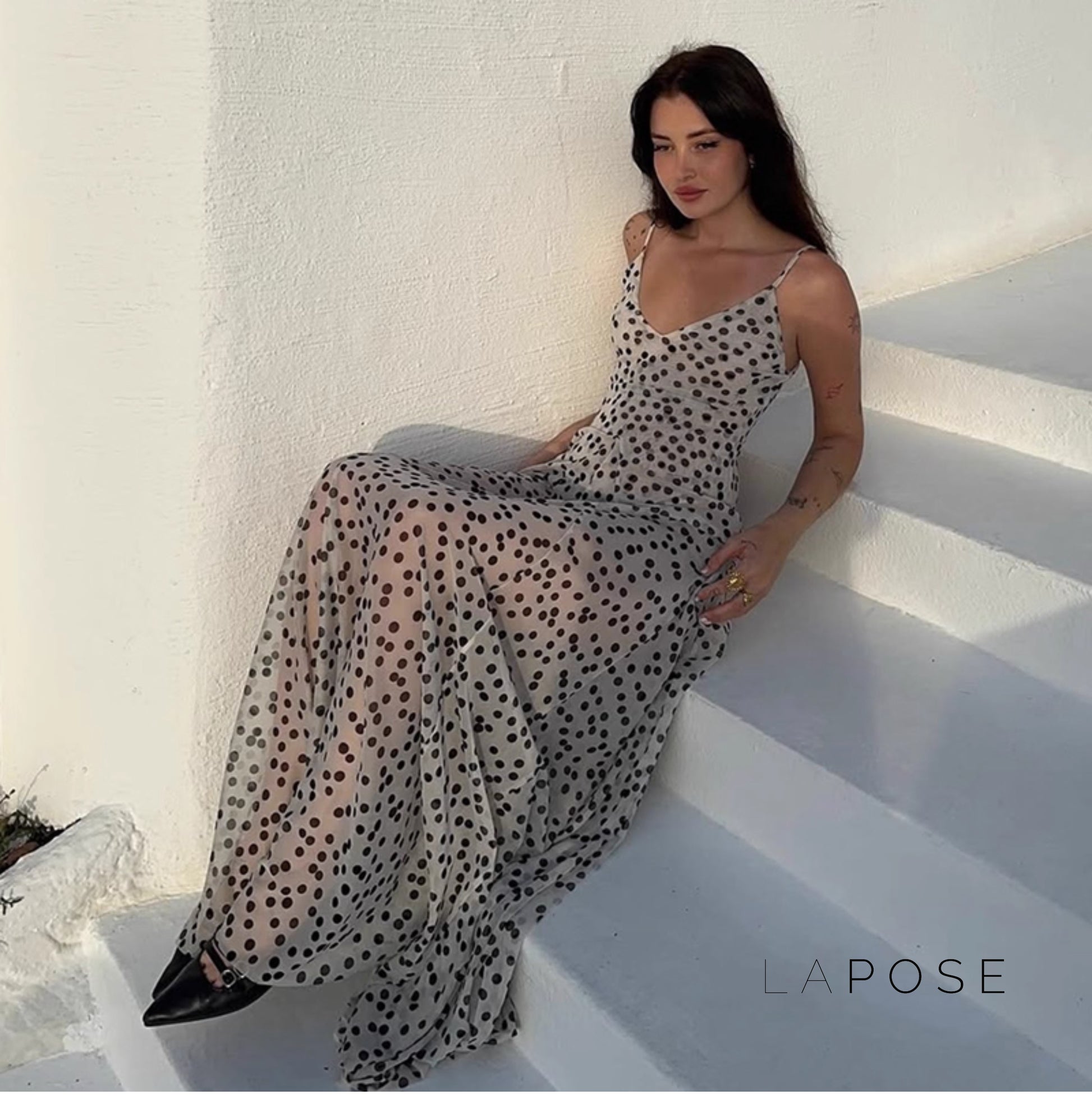 Charissa Polka Dot Maxi Dress [0CZTQHNY]