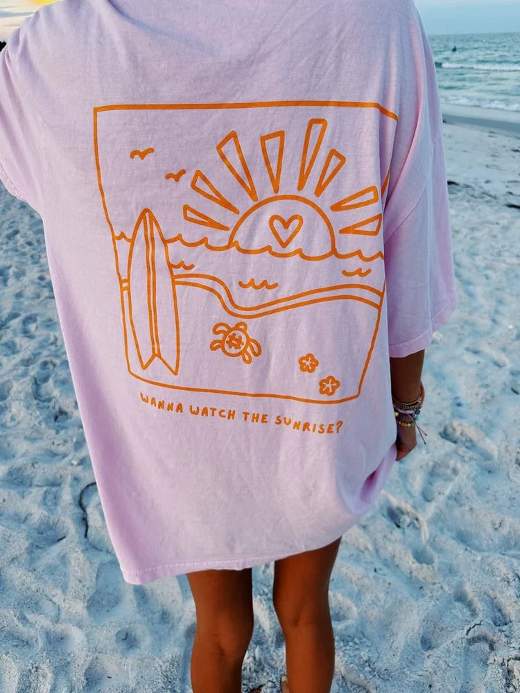 Chasidy Sunrise Graphic Oversized Tee