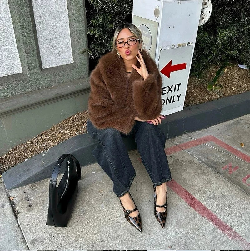 LaPose - Cheryl Cropped Faux Fur Coat