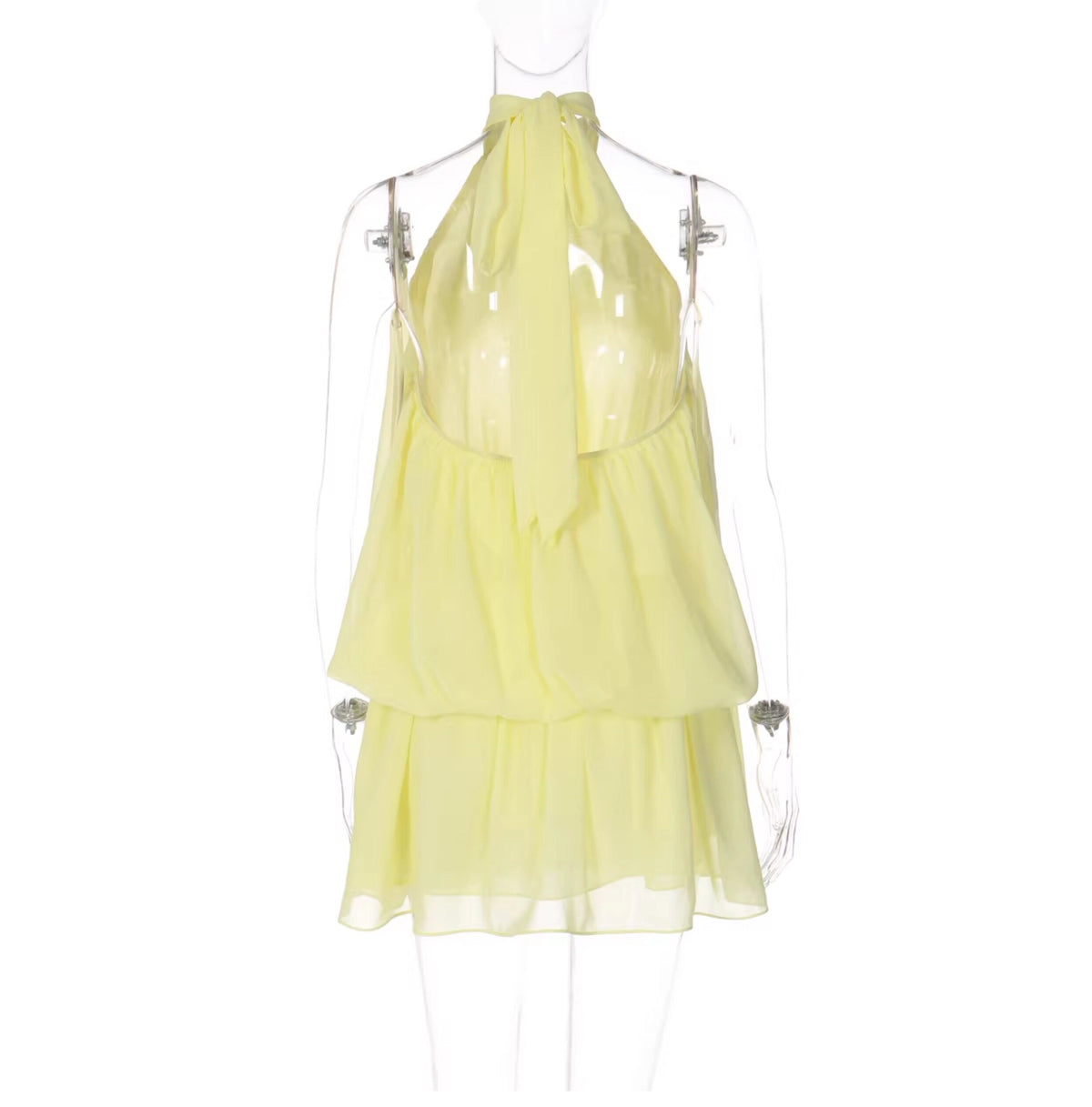 Chiffon Halter Backless Mini Dress [0JS1HZLT]