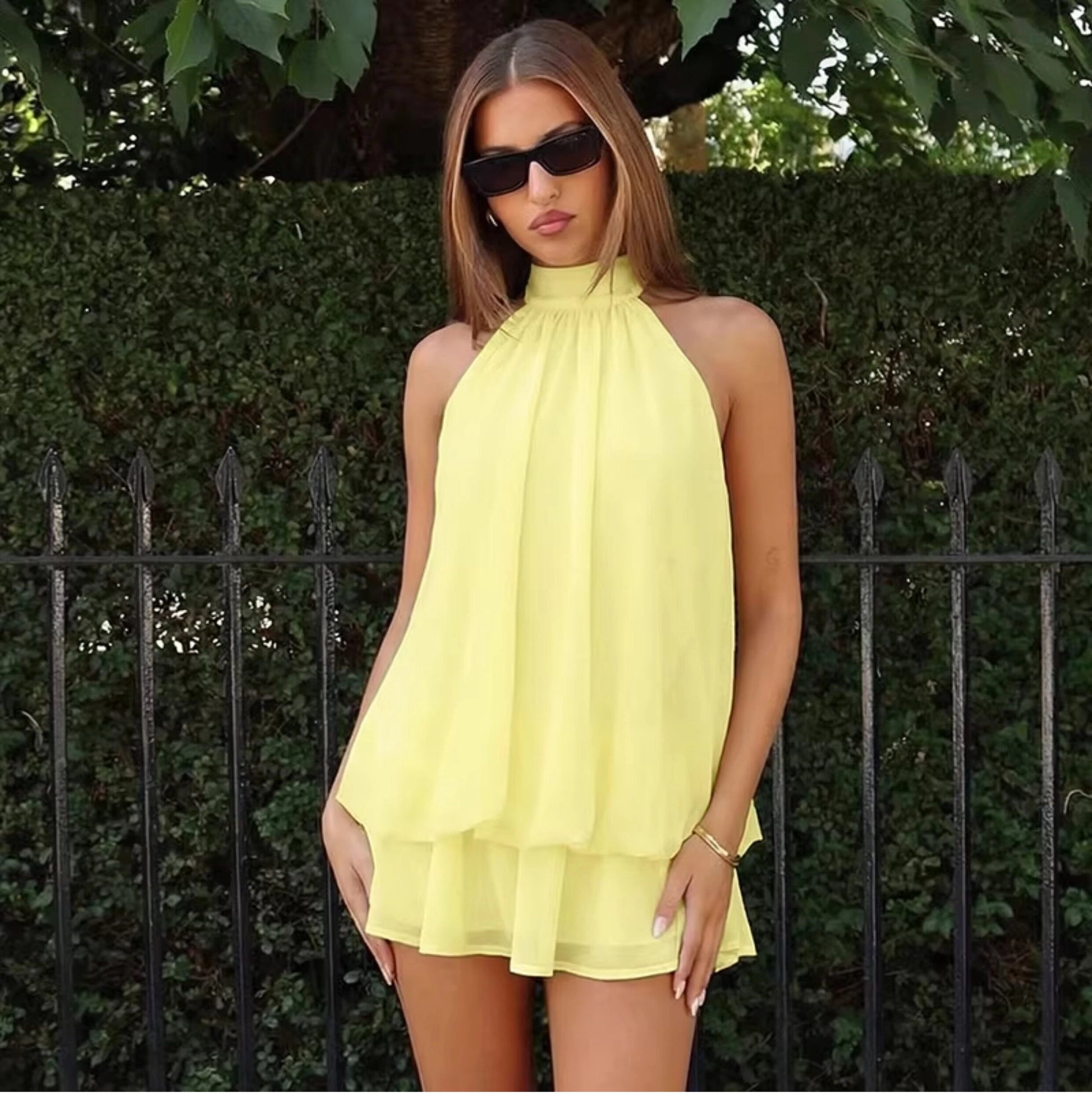 Chiffon Halter Backless Mini Dress [DD91BY6J]