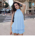 Chiffon Halter Backless Mini Dress [DOVYA23J]