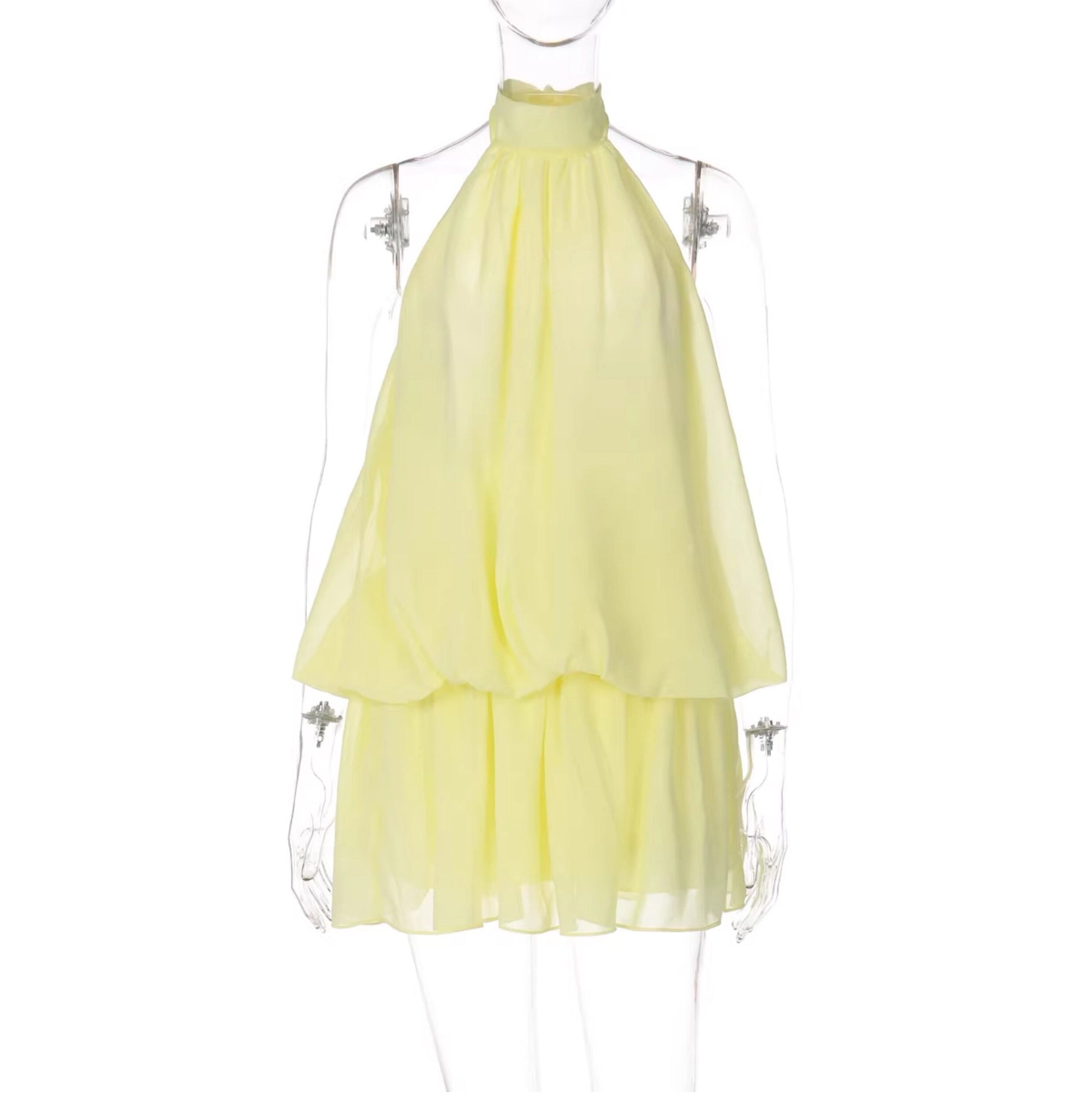 Chiffon Halter Backless Mini Dress [YWFQBUIJ]