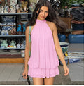 Chiffon Halter Backless Mini Dress [1G814RL7]