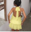 Chiffon Halter Backless Mini Dress [TAGF7VM1]
