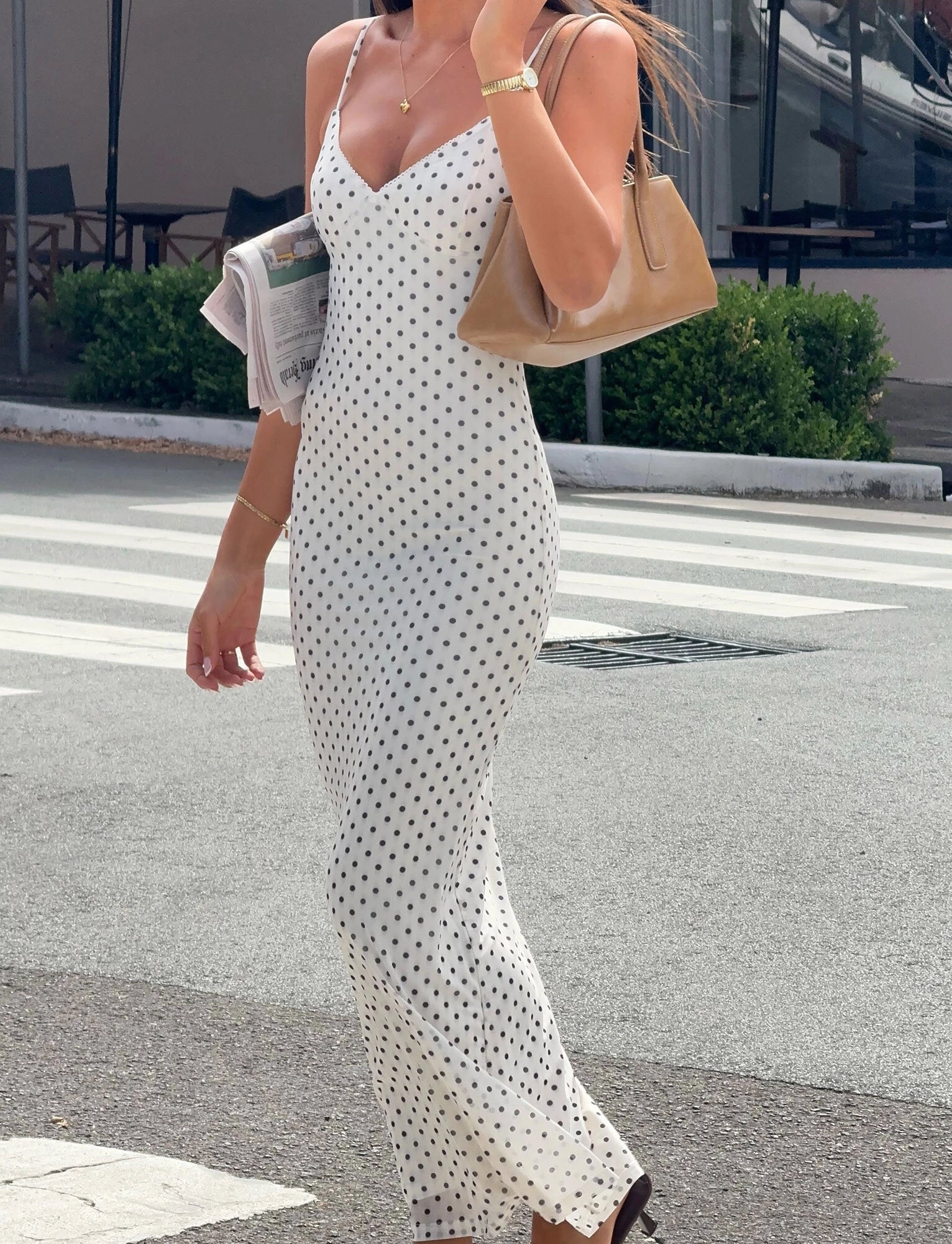 LaPose Chloe Polka Dot Maxi Dress