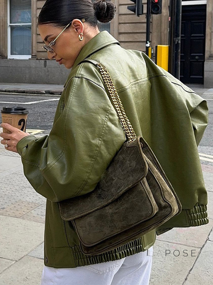 Chrisette Green Faux Leather Jacket [CWFVCX3M]