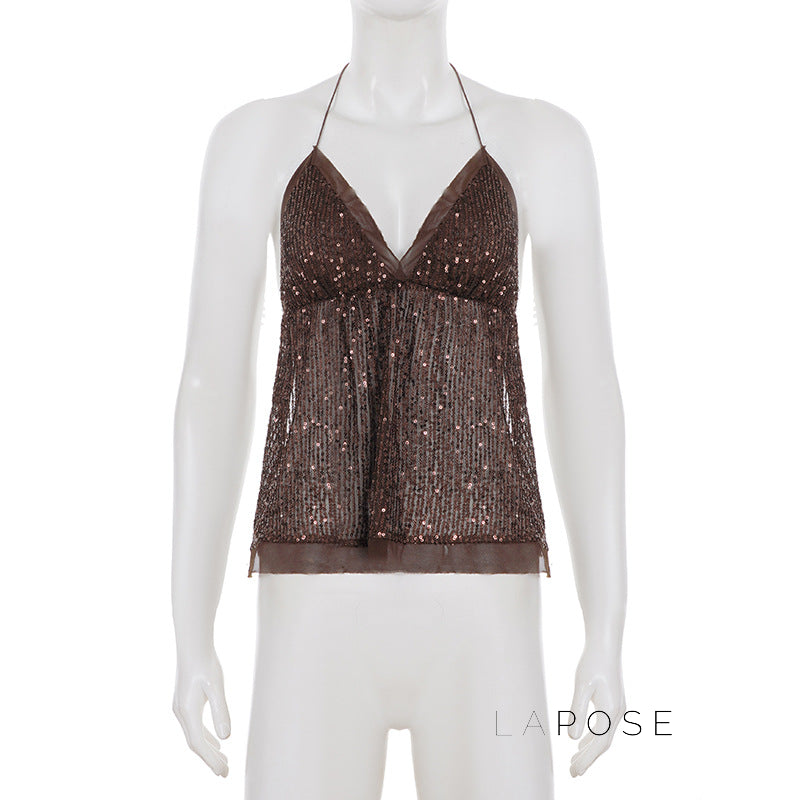 Christine Sequin Halter Skirt Set [QUXFLDMY]