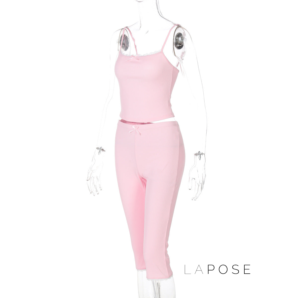 Ciara Lace Ribbed Short Set [82NHA73F]