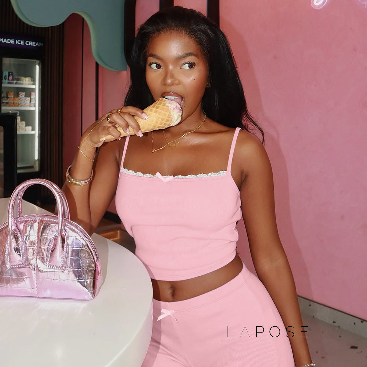 Ciara Lace Ribbed Short Set [MQ3RF859]