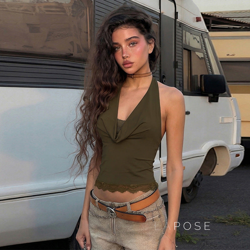 Cielo Lace Halter Crop Top [I0JRXG7B]