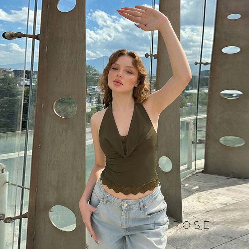 Cielo Lace Halter Crop Top [UWNNV77F]