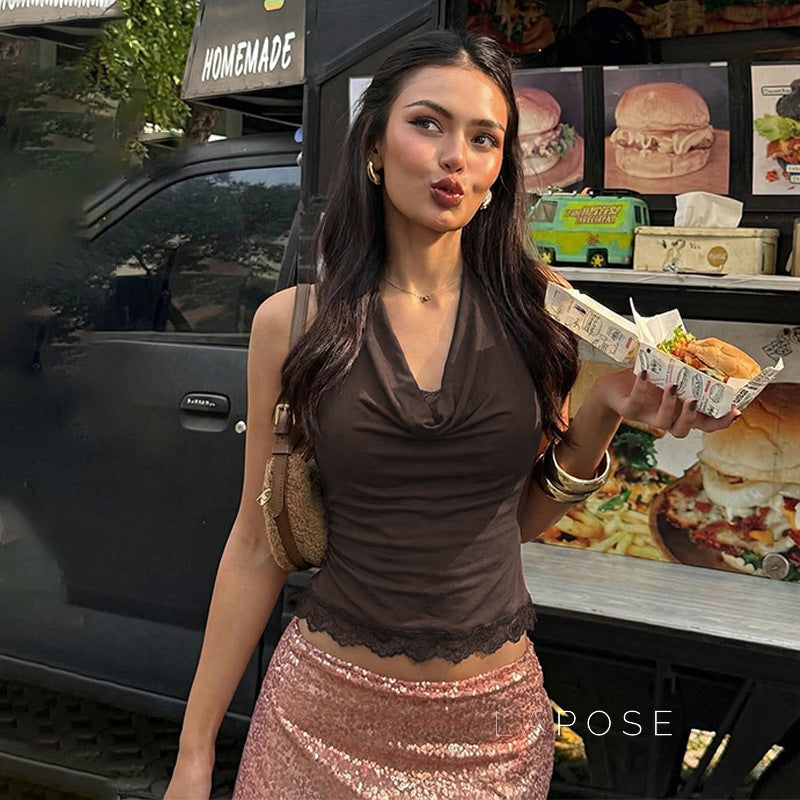 Cielo Lace Halter Crop Top [9J0Q8UTV]