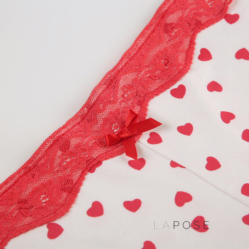 Ciera Heart Print Lace Short Set [48AWPEME]