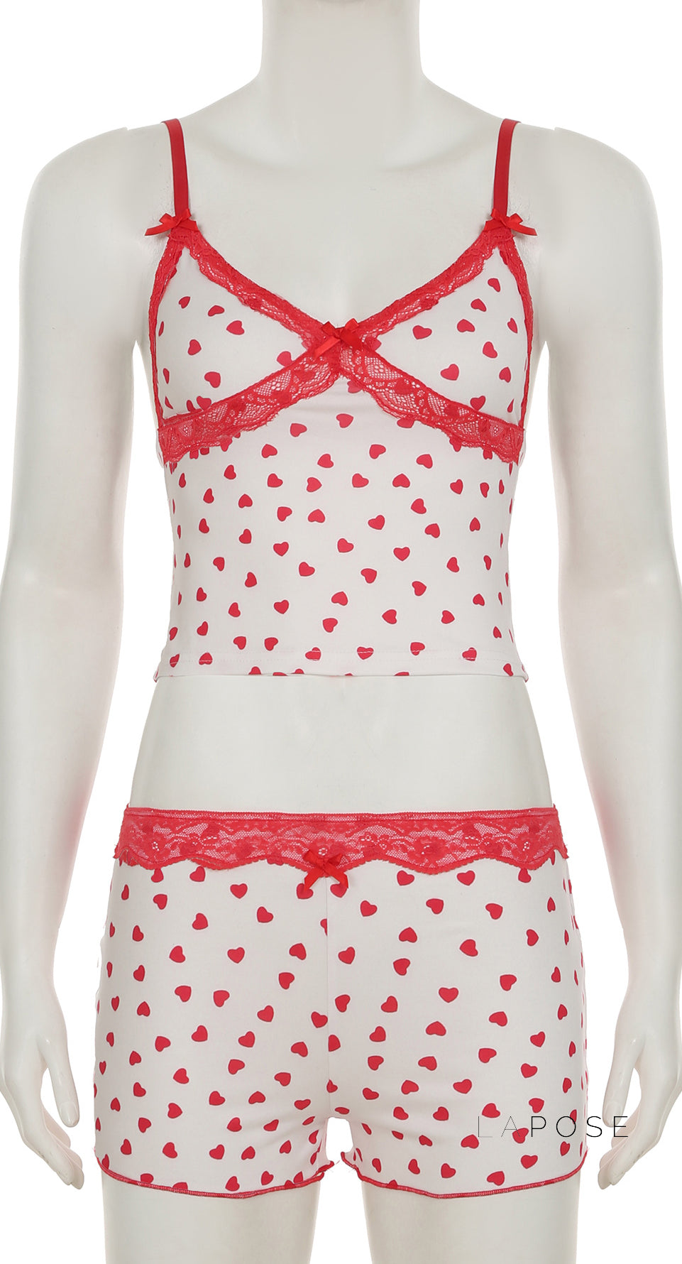 Ciera Heart Print Lace Short Set [PLJXKZBW]