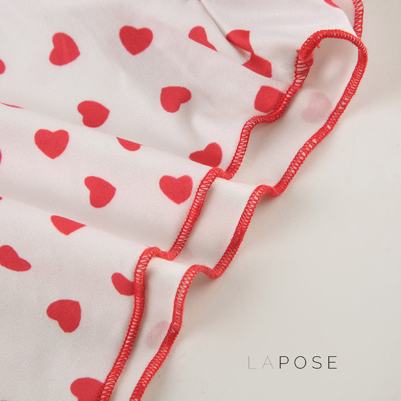 Ciera Heart Print Lace Short Set [ORWSRH8Y]