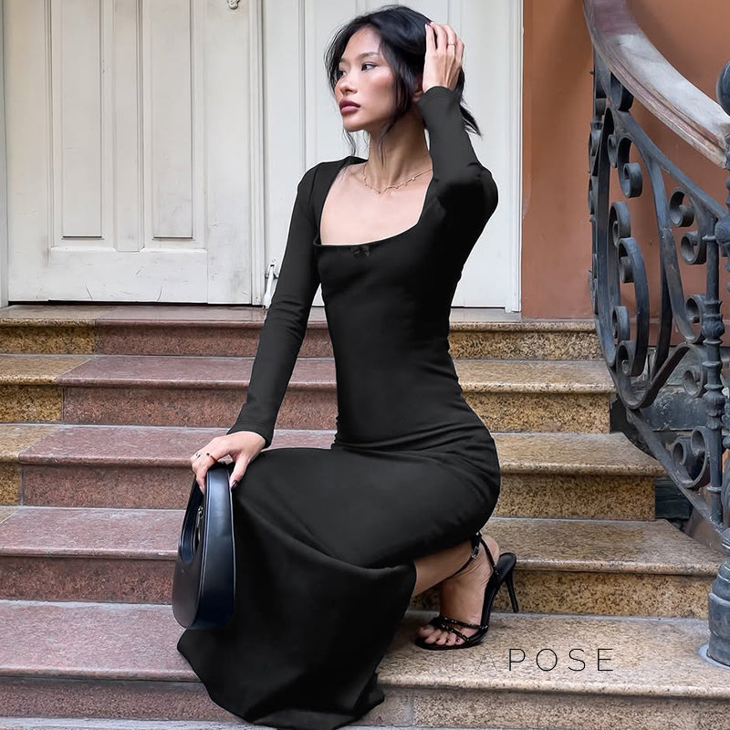 Clare Square-Neck Tie Bodycon Dress [1FQUQILQ]