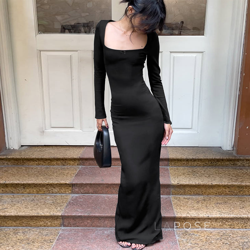 Clare Square-Neck Tie Bodycon Dress [F5X1M4OF]