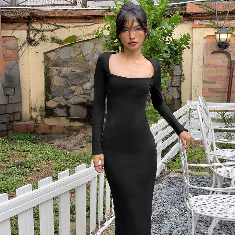 Clare Square-Neck Tie Bodycon Dress [W6I6SXP6]