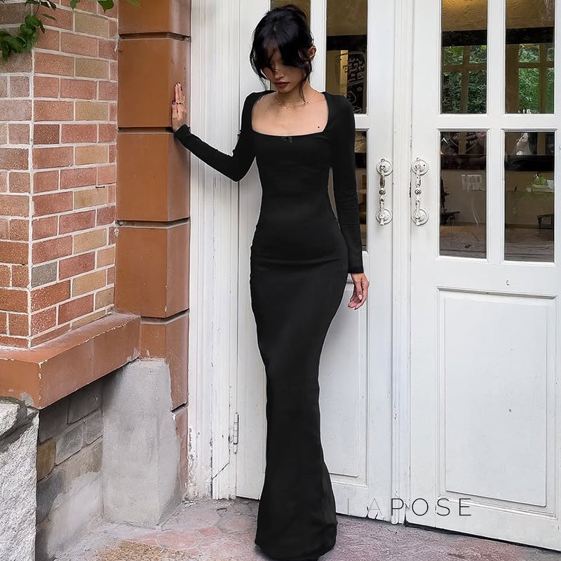 Clare Square-Neck Tie Bodycon Dress [YWIB9BIC]
