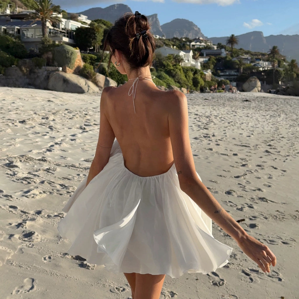LaPose - Colbie Halter Flower Mini Dress