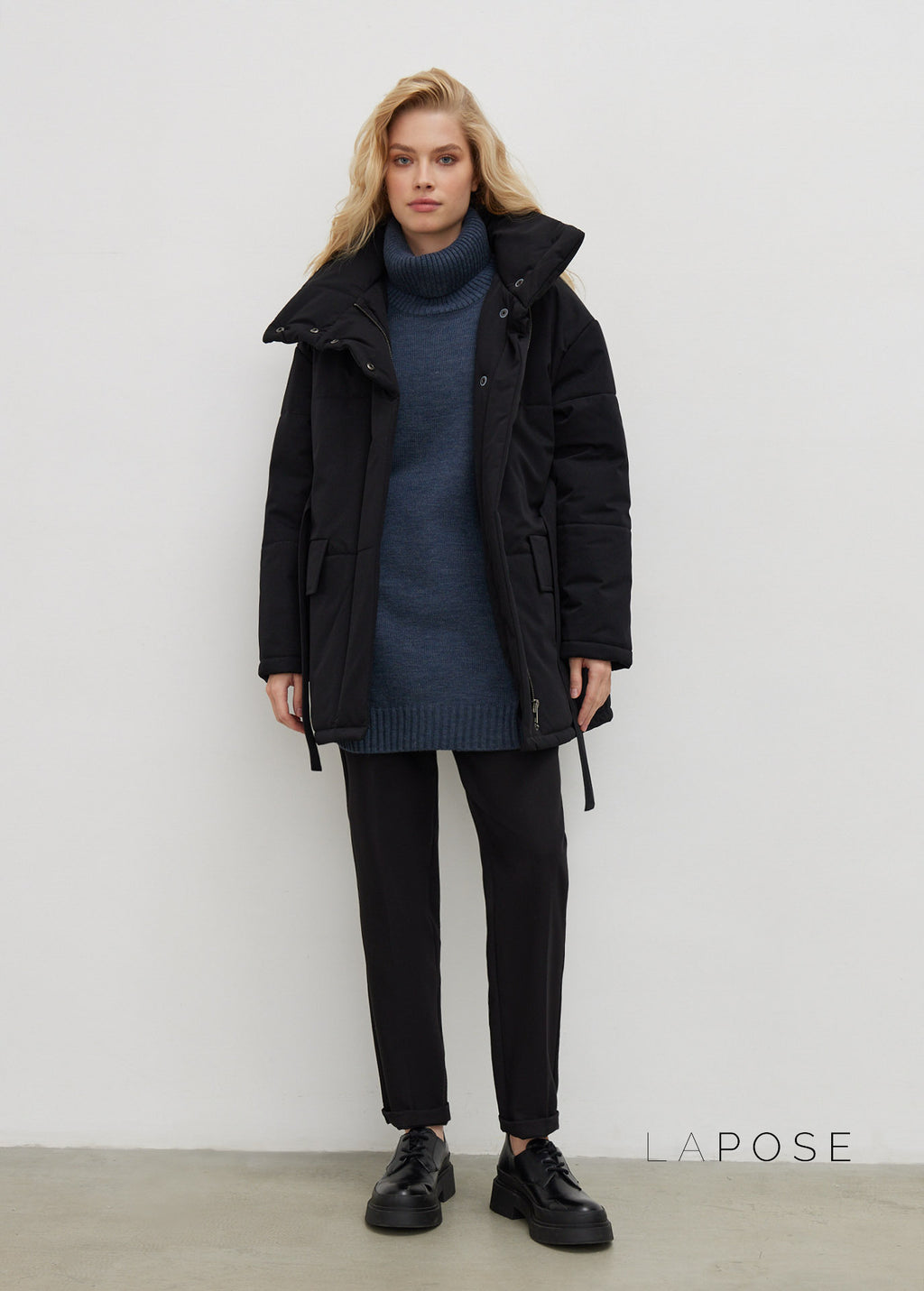 Collette Belted Stand Collar Coat [ZL8UOOZL]