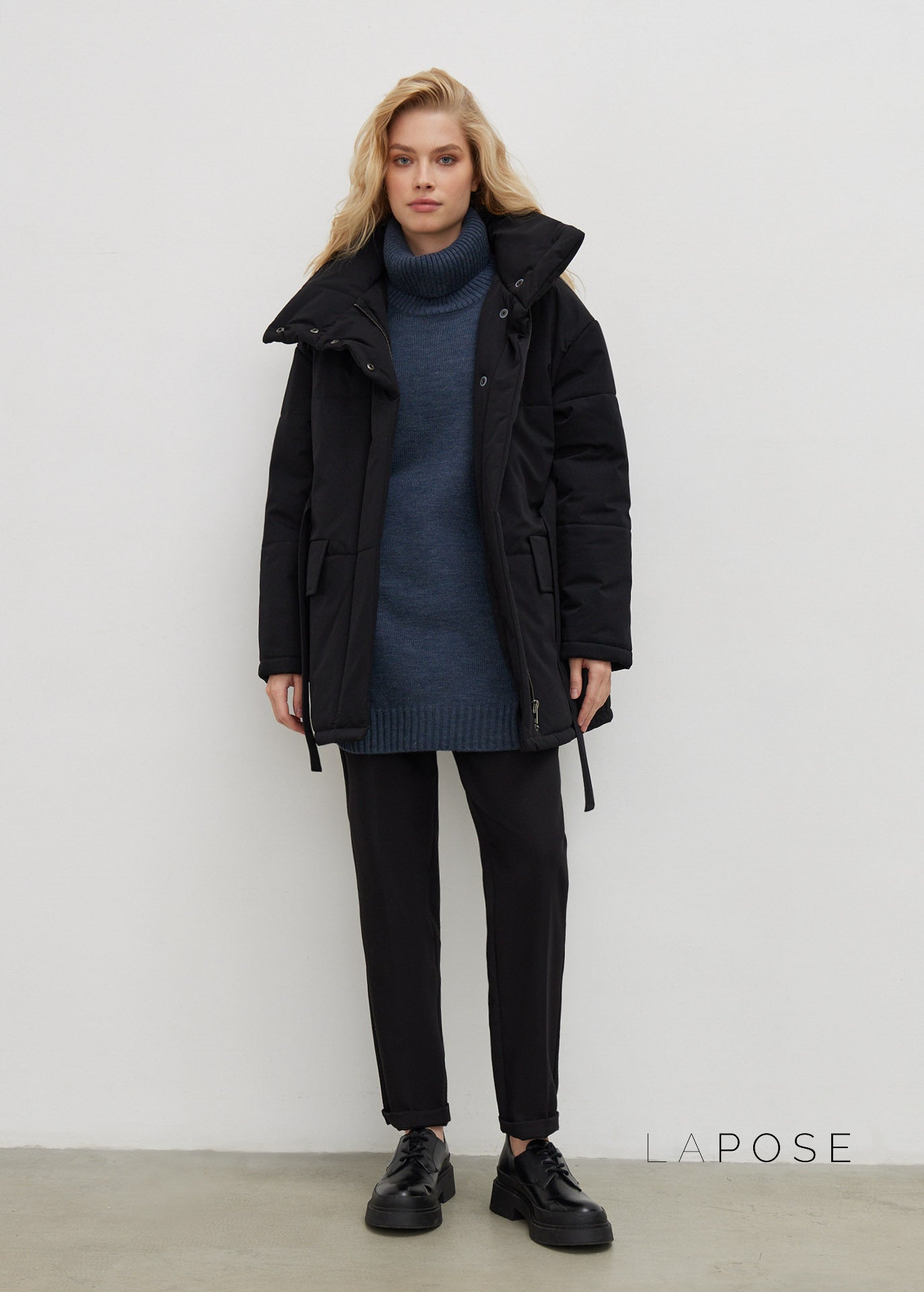 Collette Belted Stand Collar Coat [ZL8UOOZL]