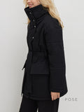 Collette Belted Stand Collar Coat [LLM5DJT6]