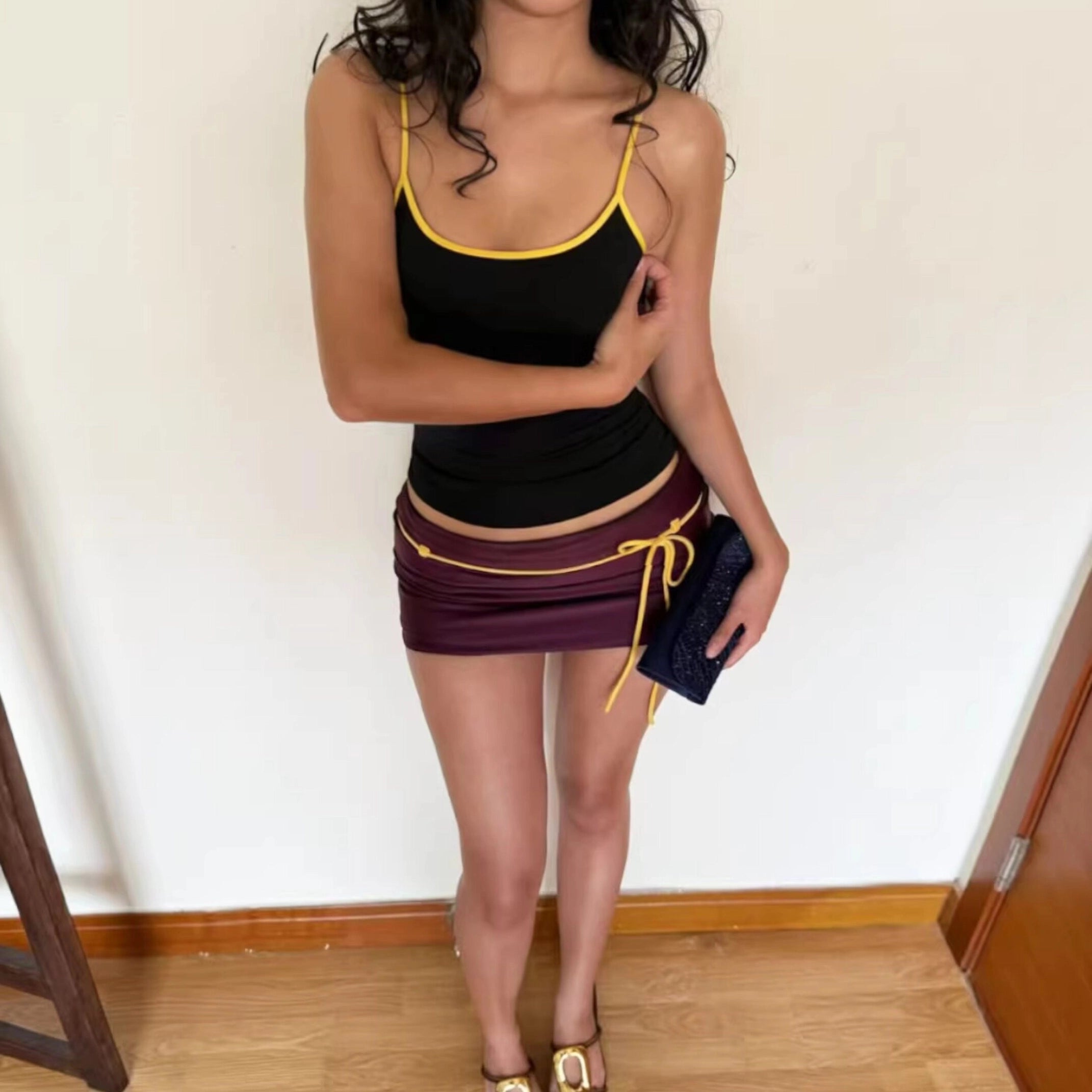 Contrast Trim Two-Piece Skirt Set [8DSJQ38N]
