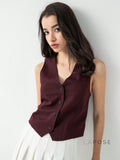Coral Button-Up Crop Vest [4HZDMY3S]