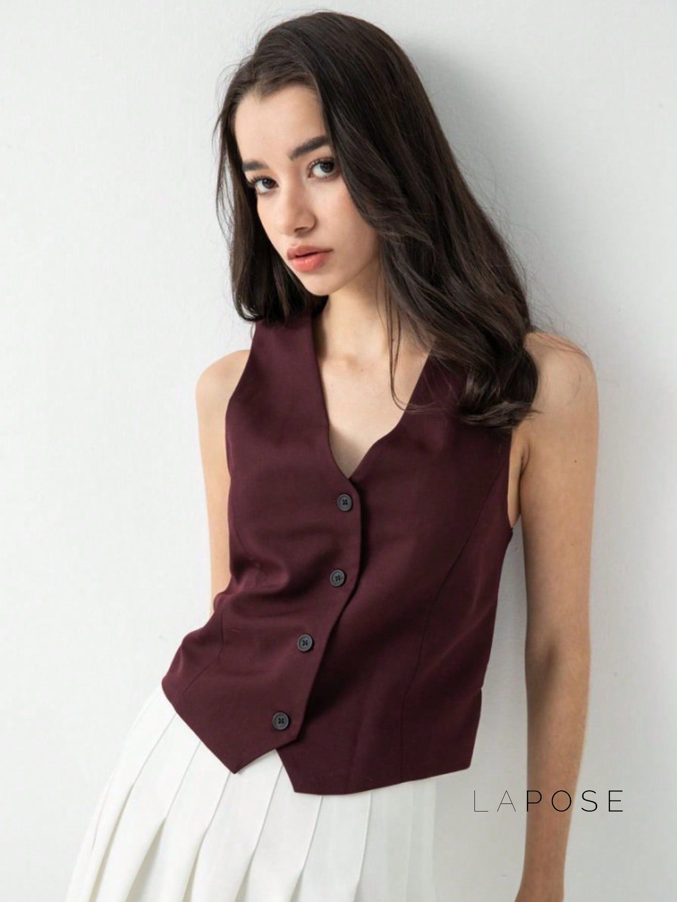Coral Button-Up Crop Vest [4HZDMY3S]