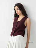 Coral Button-Up Crop Vest [E5KXHLH2]