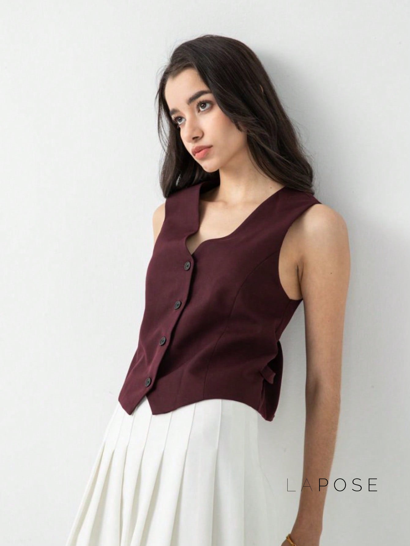 Coral Button-Up Crop Vest [E5KXHLH2]