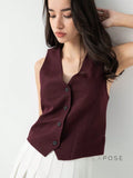 Coral Button-Up Crop Vest [PSEMAB5S]