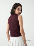 Coral Button-Up Crop Vest [0TTW32L6]